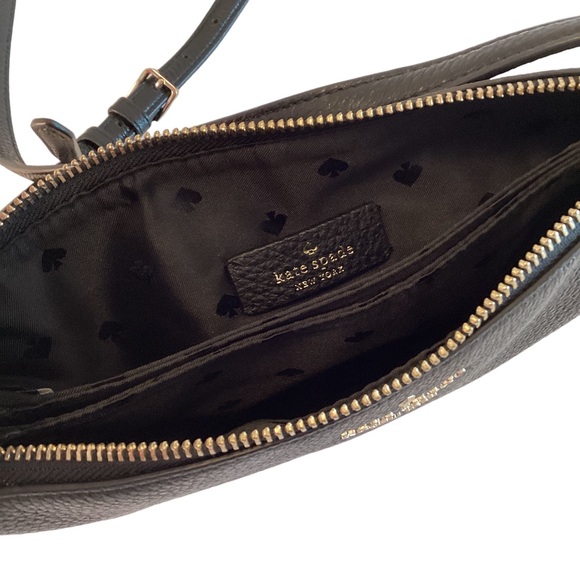 Kate Spade Purse Leila Triple Gusset Crossbody Black Pebbled Leather Medium Bag - Picture 6 of 13